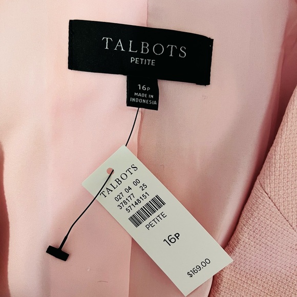 Talbots Textured Double Breasted Blazer Pink Size 16P - Picture 8 of 10
